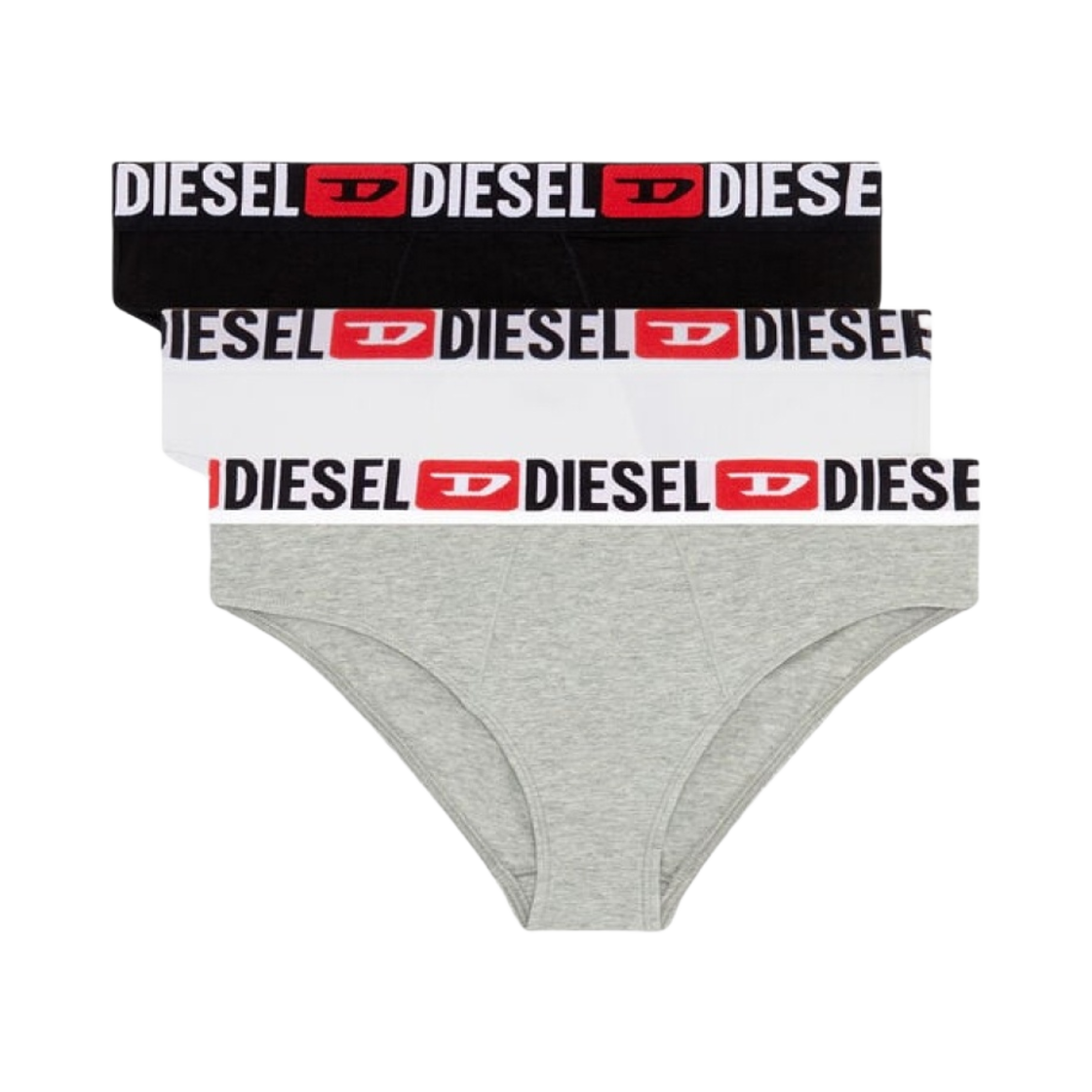 (W) 디젤 Ufpn-블랑카-R 브리프 그레이 화이트 블랙 (3개입)((W) Diesel Ufpn-Blanca-R Briefs Grey White Black (3 Pack))