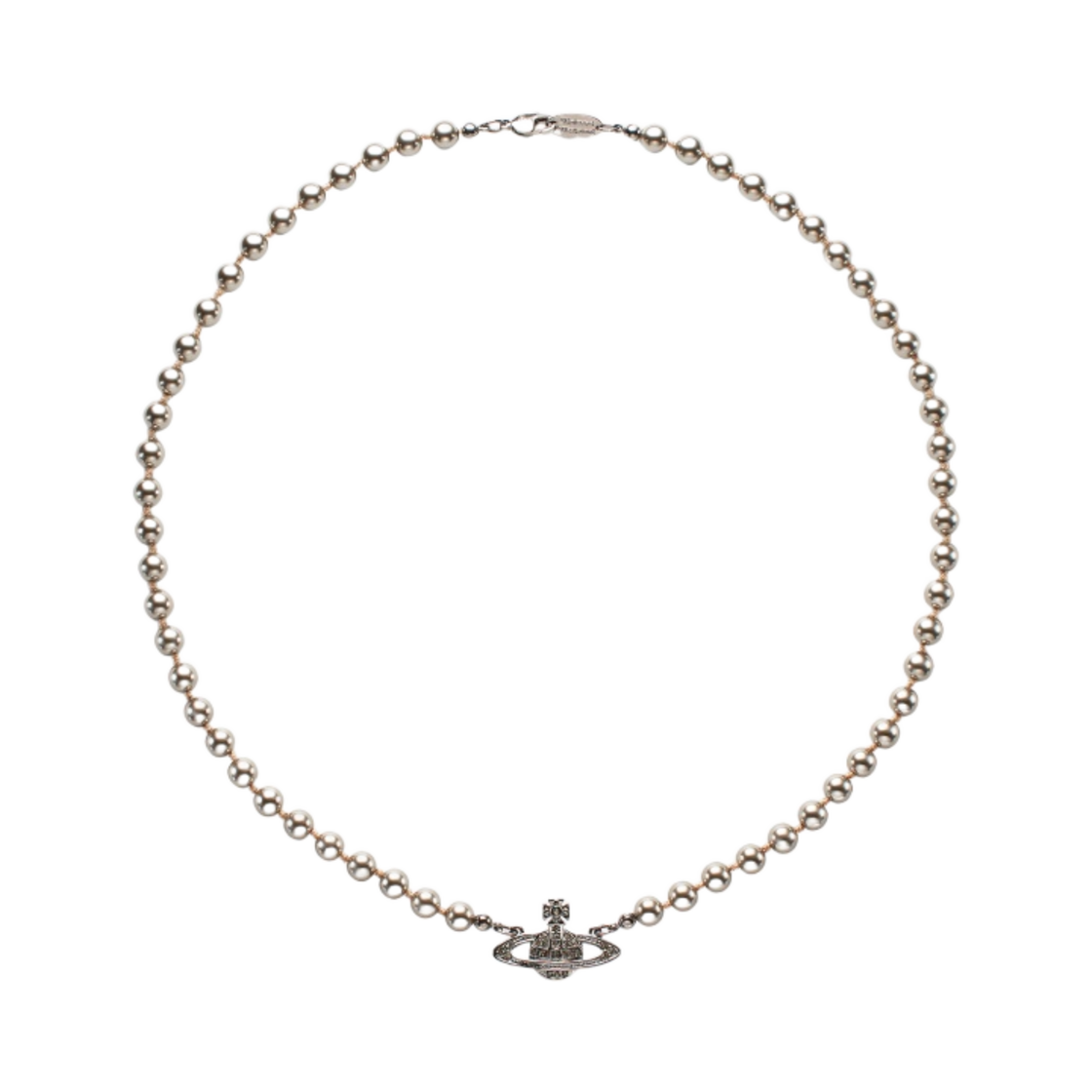506593923 Vivienne Westwood Mini Bas Relief Pearl Necklace Gunmetal - 대표 이미지 #1
