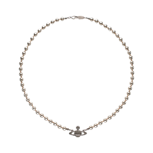 Vivienne Westwood Mini Bas Relief Pearl Necklace Gunmetal