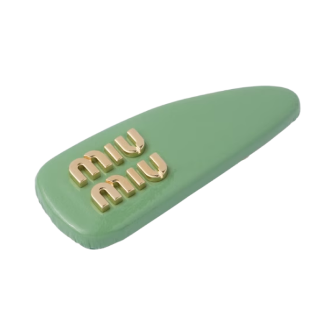 (W) 미우 미우 페이턴트 레더 헤어 클립 세이지 그린((W) Miu Miu Patent Leather Hair Clip Sage Green) - 2