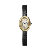 Cartier Baignoire Watch Mini Quartz Yellow Gold Calfskin Black