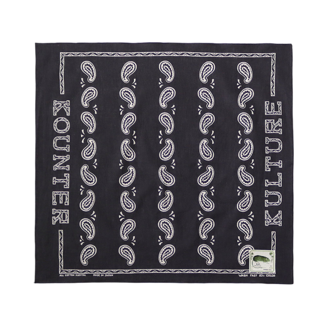 K2409BA505/EK1816 Kapital Fastcolor Selvedge Bandana Kounter Kulture Black