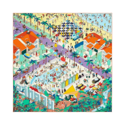 (W) Hermes on The Beach Scarf 90 Jaune Soufre Violet Orange