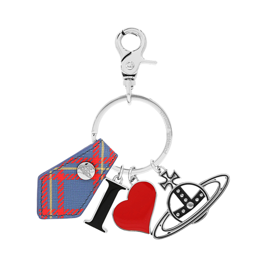 8203011EU-S0022-K302 Vivienne Westwood Saffiano I Love Orb Keyring Navy