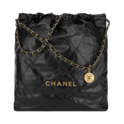 Chanel 22 Large Handbag Shiny Calfskin & Gold Black
