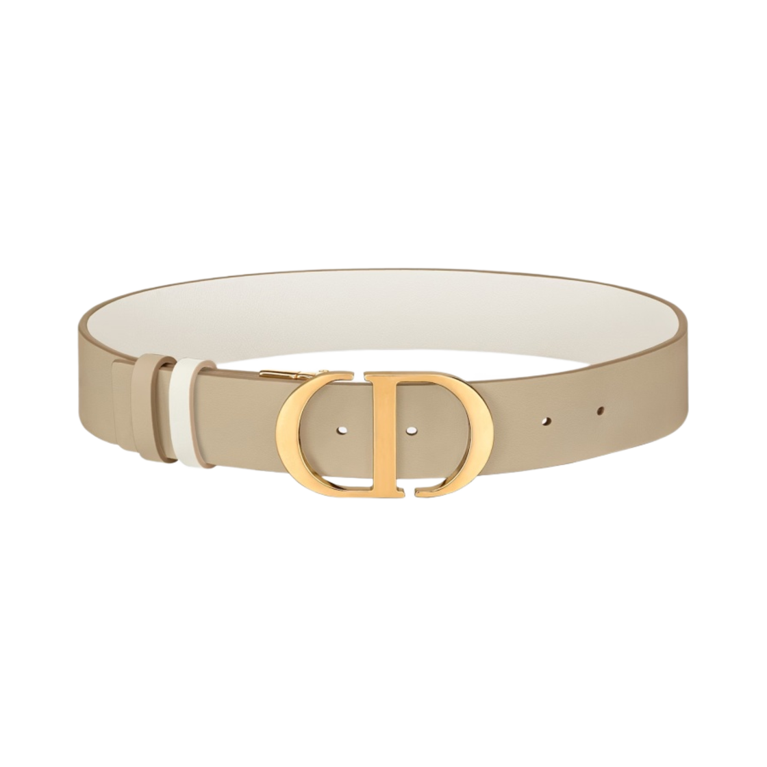(W) 디올 30 몽테뉴 35mm 스무스 카프스킨 플리스 벨트 라떼 베이지((W) Dior 30 Montaigne 35mm Smooth Calfskin Reversible Belt Latte Beige) - 1