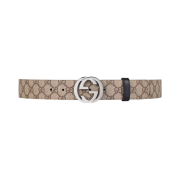 Gucci Reversible GG Supreme Belt Beige Ebony Black