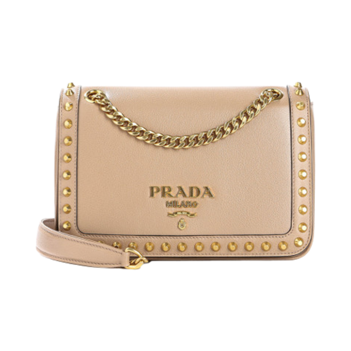 1BD147-2EBJ-F0CH5 Prada Grace Calf Leather Chain Sholder Bag Beige