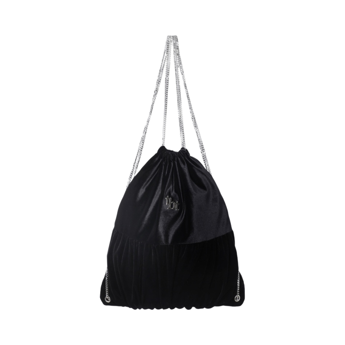 쓰리타임즈 벨벳 체인 백팩 블랙(Threetimes Velvet Chain Backpack Black)