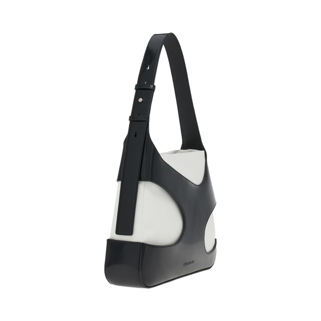 페라가모 미디움 숄더백 컷아웃 디테일링 블랙 옵틱 화이트(Ferragamo Medium Shoulder Bag with Cut-Out Detailing Black Optic White) - 2