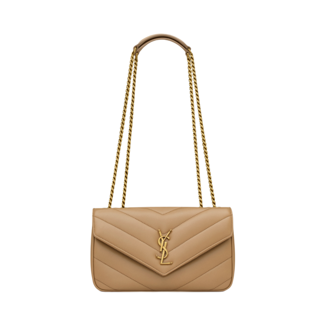 801437-AAEAX-2357 Saint Laurent Loulou Small in Matelasse Lambskin Natural Tan