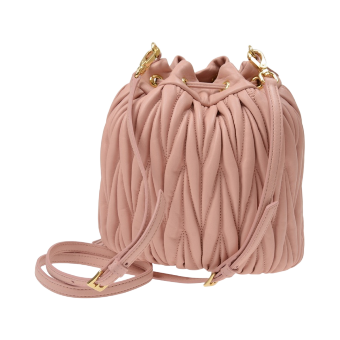 미우 미우 마테라쎄 가죽 버킷백 오키드 핑크(Miu Miu Matelasse Nappa Leather Bucket Bag Orchid Pink) - 3
