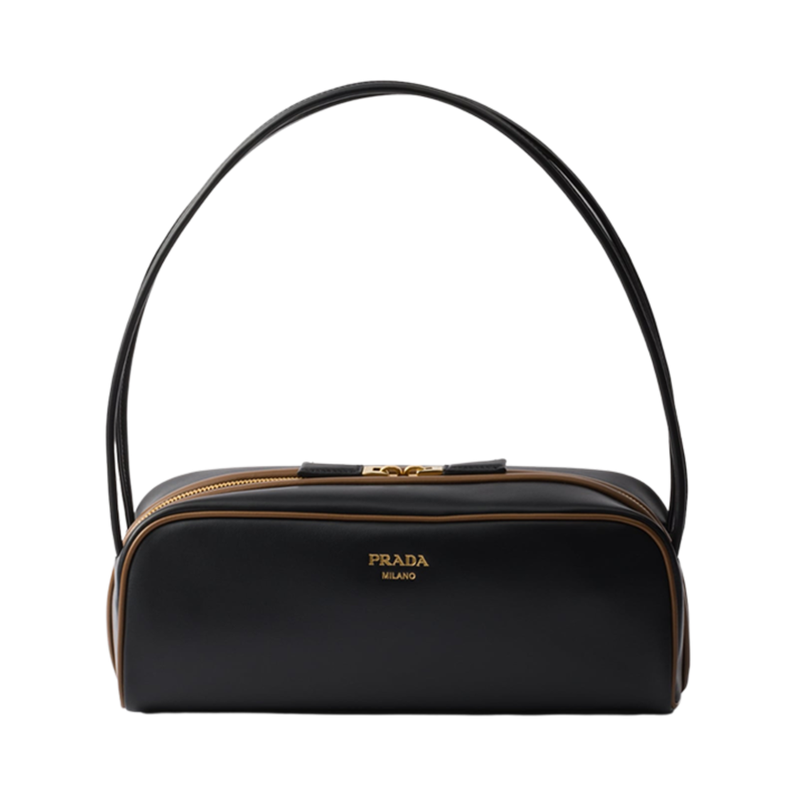 프라다 스윙 스무스 레더 숄더백 블랙 헤이즐넛(Prada Swing Smooth Leather Shoulder Bag Black Hazelnut) - 1