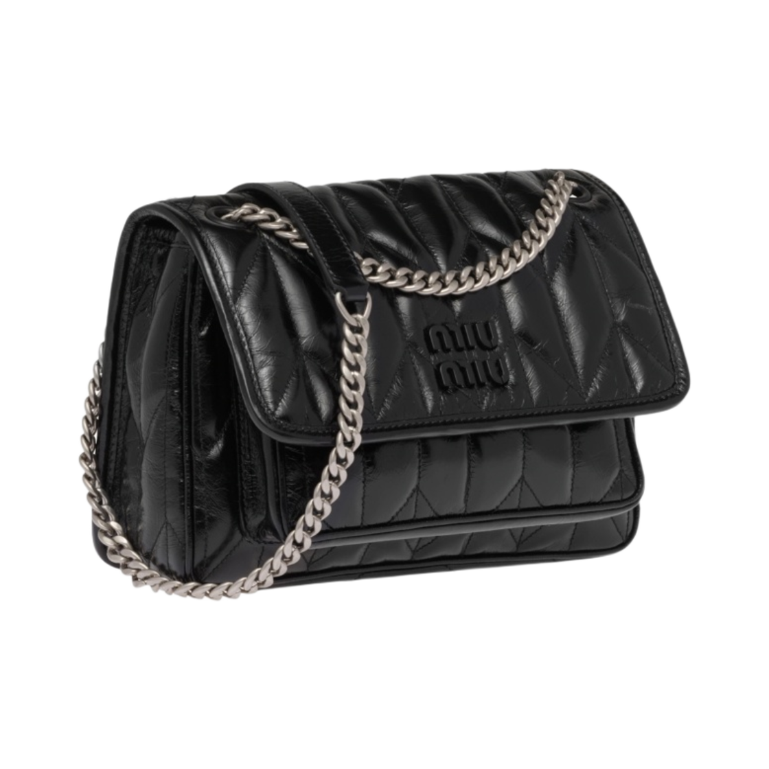미우 미우 샤이니 레더 숄더백 블랙(Miu Miu Shiny Leather Shoulder Bag Black) - 2