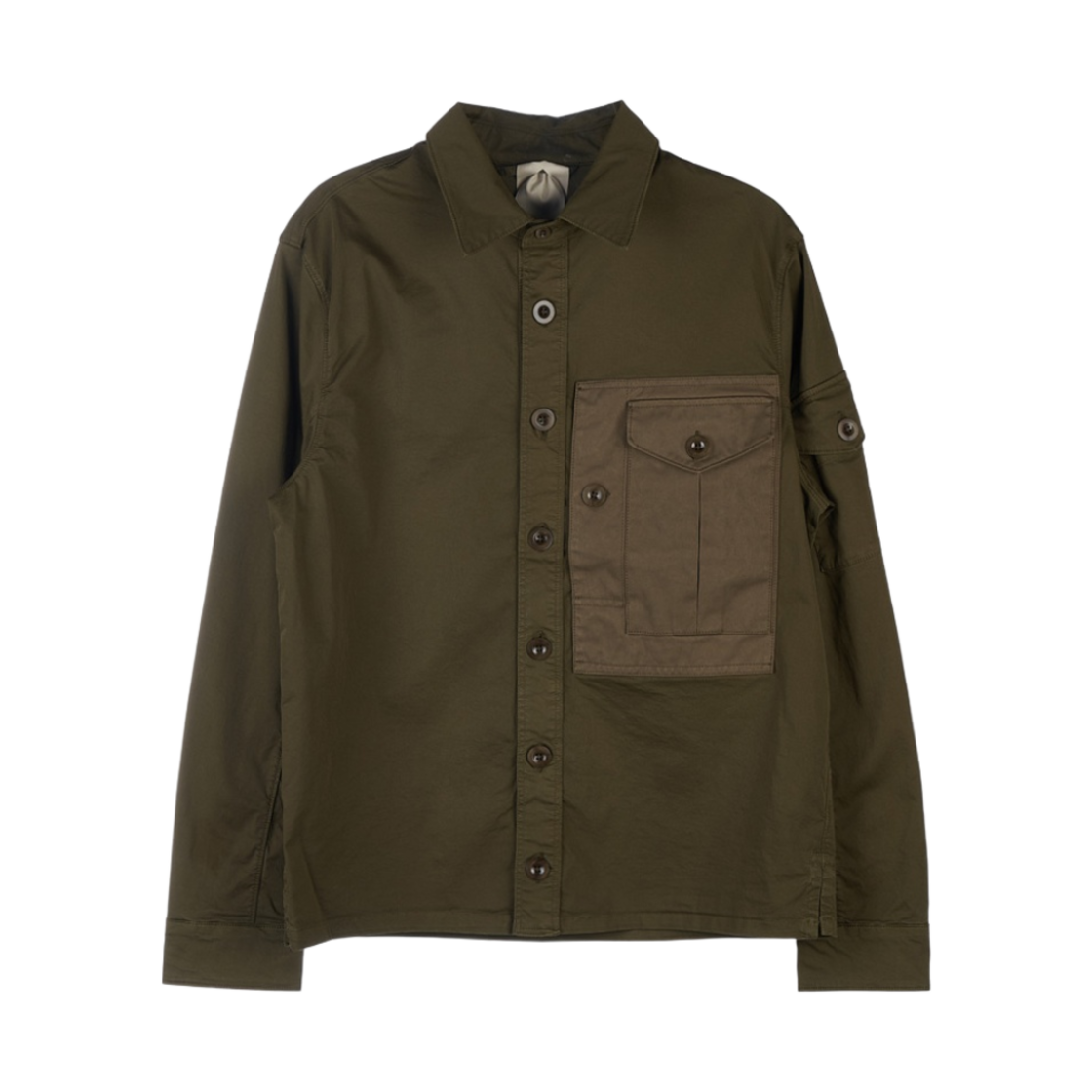 22CTCUC04087-006290-659 Ten C Garment Dyed Cotton Stretch Satin Mid Layer Jacket Dark Green