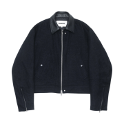Haleine Cropped Wool Work Jacket Navy (VJ306)