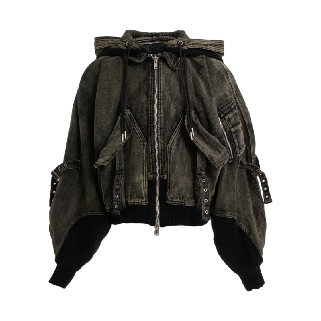 노페이스 스튜디오 카고 봄버 데님 자켓 블랙(No/Faith Studios Cargo Bomber Denim Jacket Black)