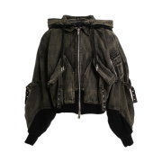 No/Faith Studios Cargo Bomber Denim Jacket Black
