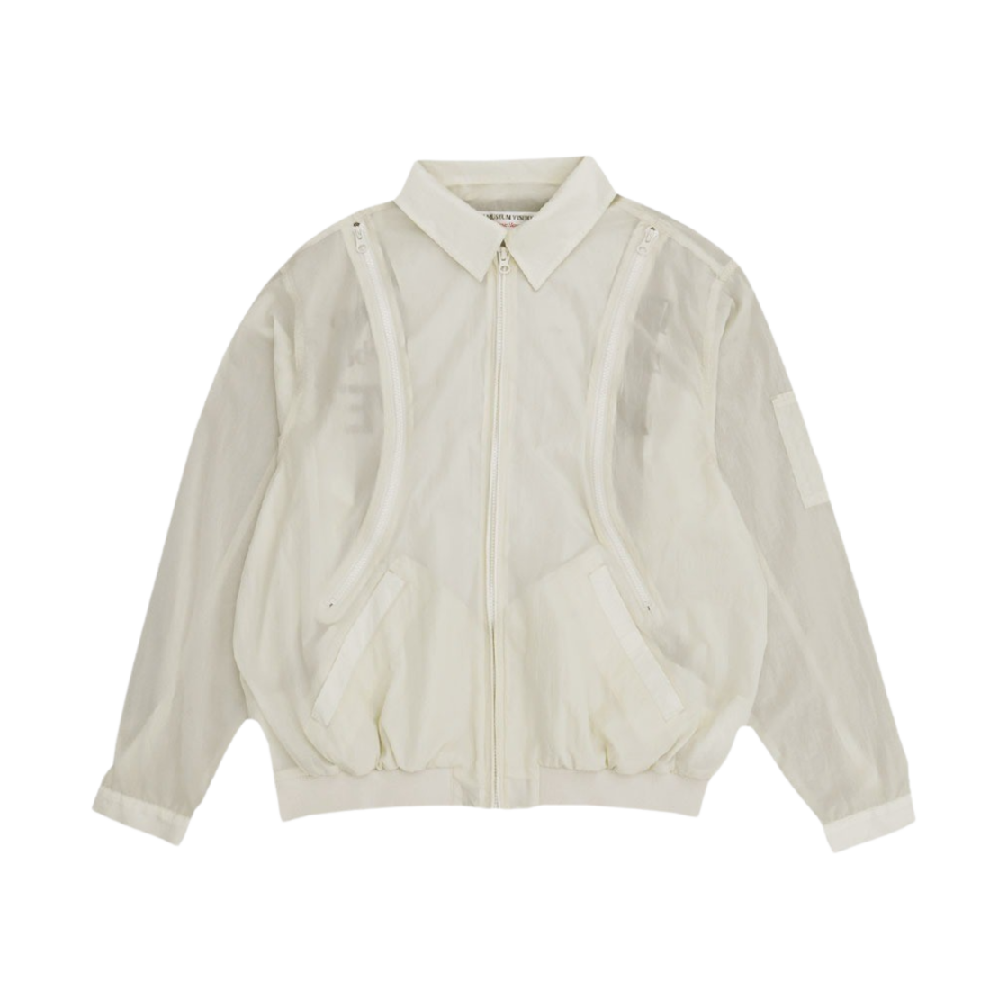 더뮤지엄비지터 2023-2024 아트 러브 커브드 지퍼 윈드브레이커 아이보리