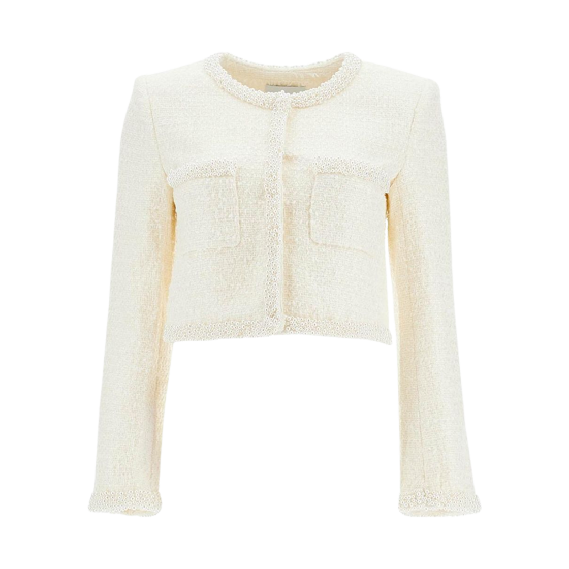 (W) 셀프 포트레이트 부클레 펄 트리밍 자켓 크림((W) Self Portrait Boucle Pearl Trim Jacket Cream)