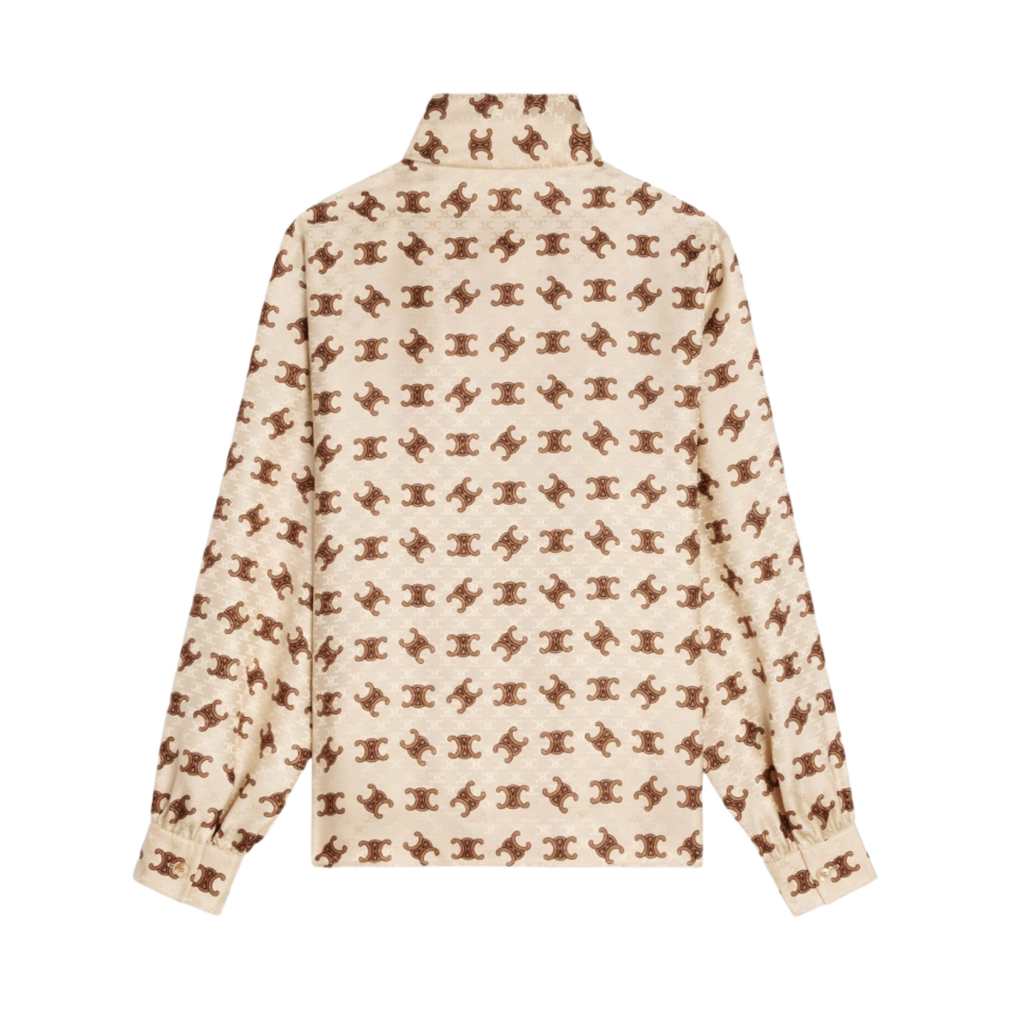 (W) 셀린느 샤이니 매트 실크 라발리에르 블라우스 누가 누아제트((W) Celine Lavalliere Blouse in Shiny Matte Silk Nougat Noisette) - 2