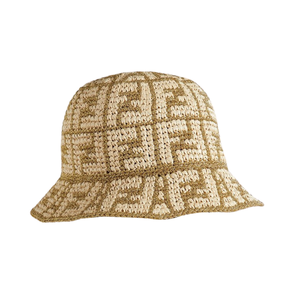 FXQ688AJFNF0QD2 (W) Fendi Raffia Bucket Hat Gold