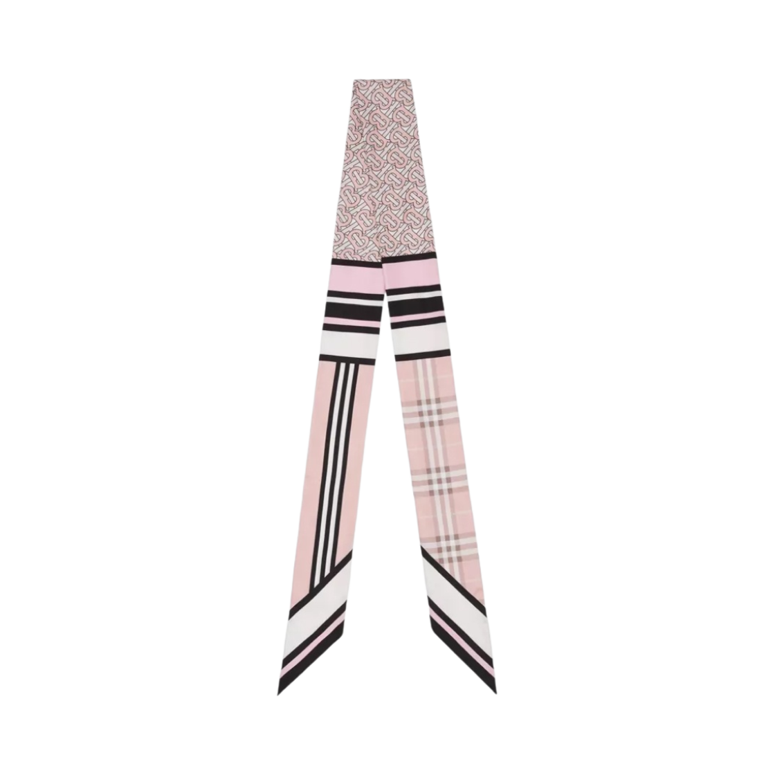 (W) 버버리 몽타주 프린트 실크 스키니 스카프 블러쉬((W) Burberry Montage Print Silk Skinny Scarf Blush) - 1