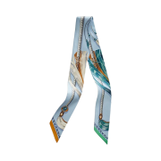 (W) Hermes Cavalcades Twilly Bleu Ciel Creme Vert