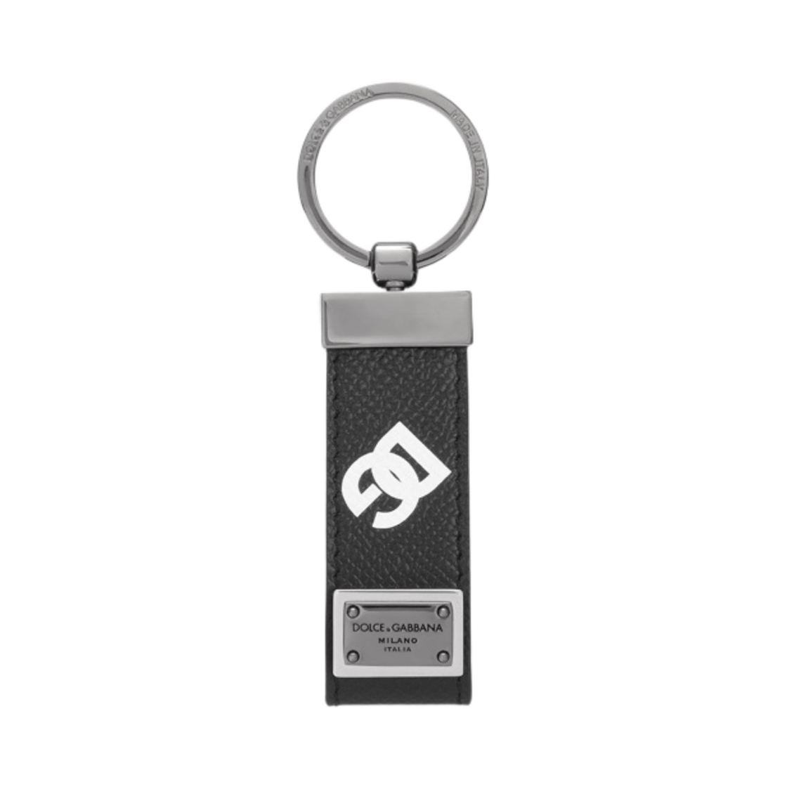 BP1371-AG256-HNVAA Dolce & Gabbana Calfskin Key Chain with All-Over DG Print Multicolor