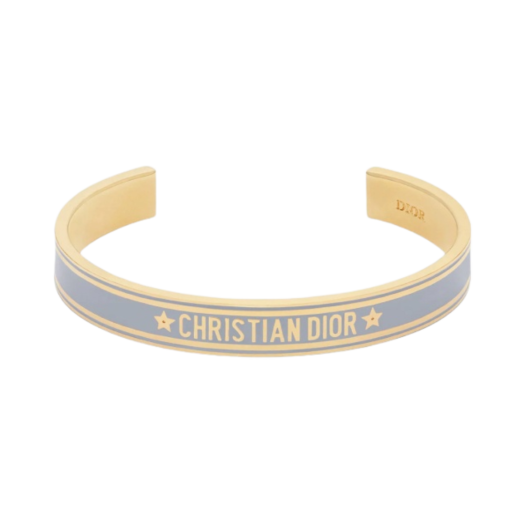 (W) Dior Code Bangle Gold Finish Metal Ethereal Gray Lacquer