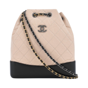 Chanel Small Gabrielle Backpack Aged Calfskin & Gold Silver Beige Black