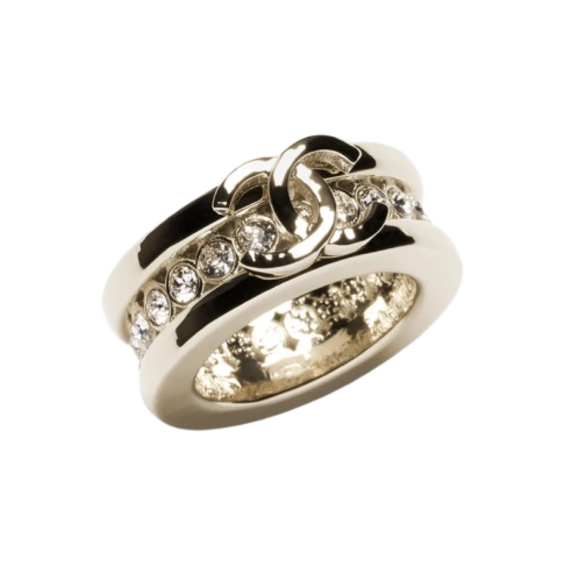 (W) 샤넬 링 메탈 스트라스 & 골드 크리스탈((W) Chanel Ring Metal Strass & Gold Crystal) - 1