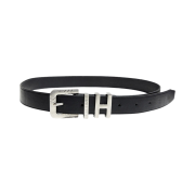 Haleine Black H Metal Detail Leather Belt