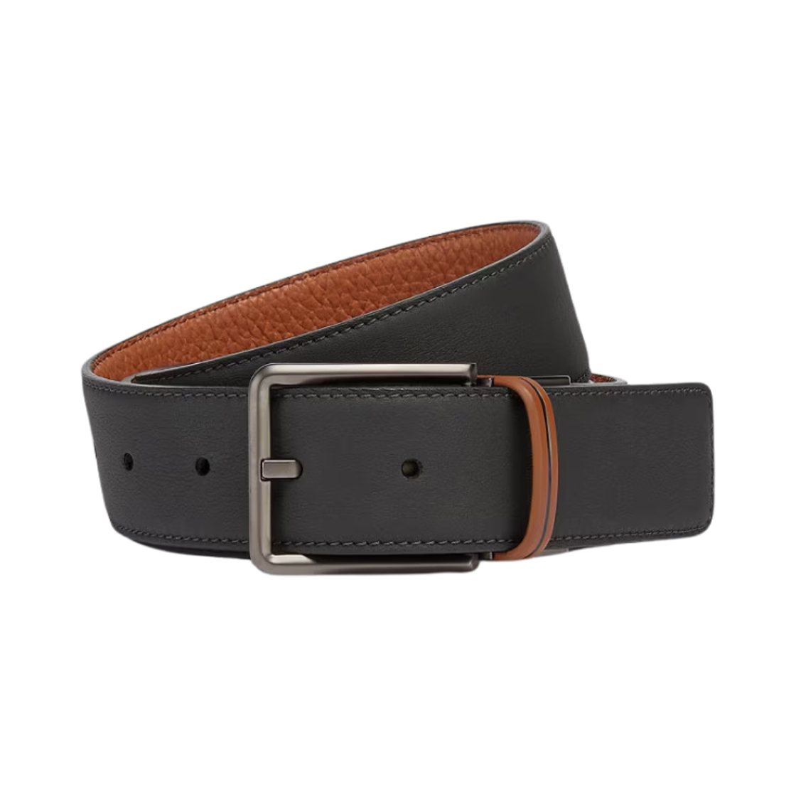 LHACR-B022VZ-NVZ Zegna Reversible Leather Belt Black Foliage