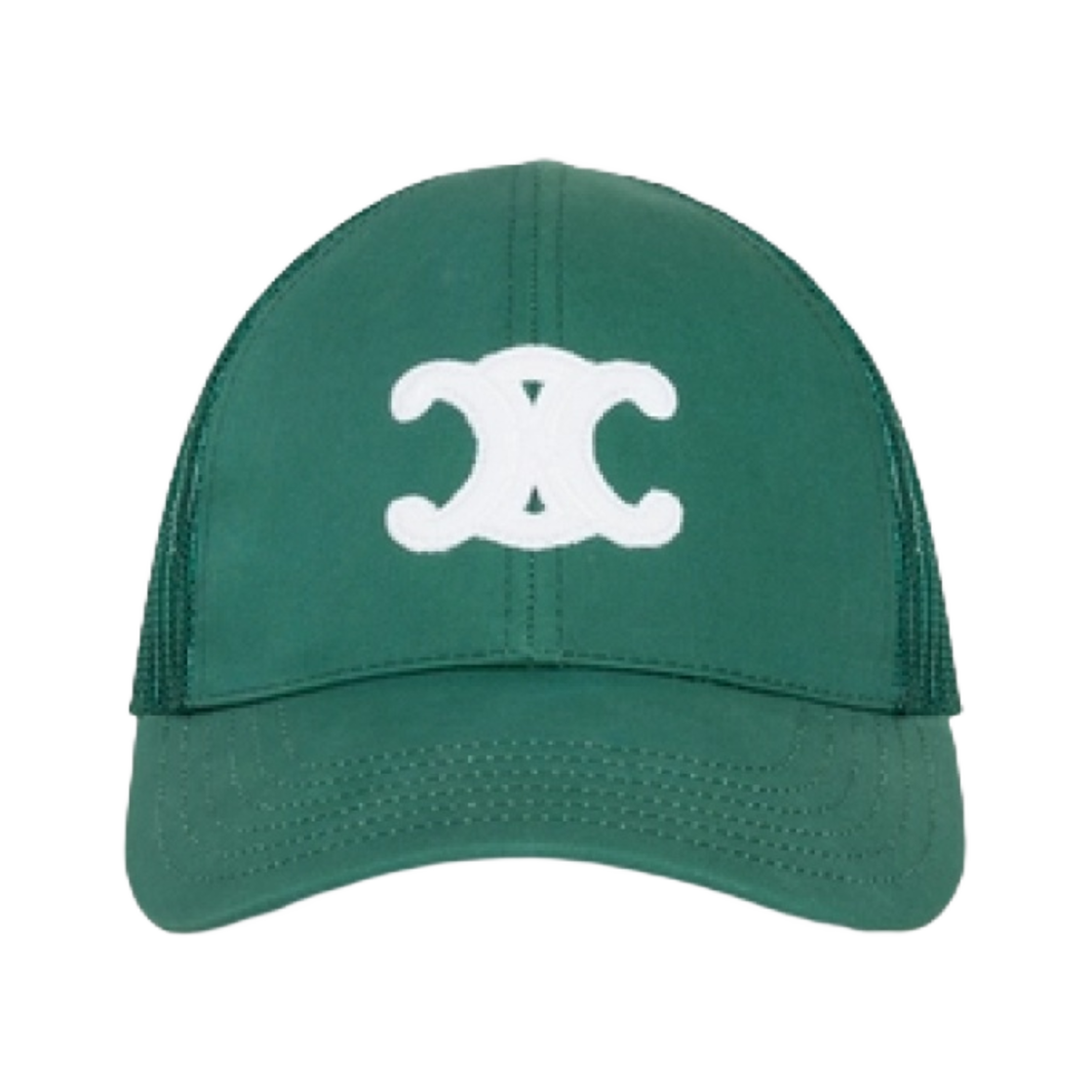 (W) 셀린느 코튼 베이스볼 캡 다크 그린 화이트((W) Celine Baseball Cap in Cotton Dark Green White) - 1