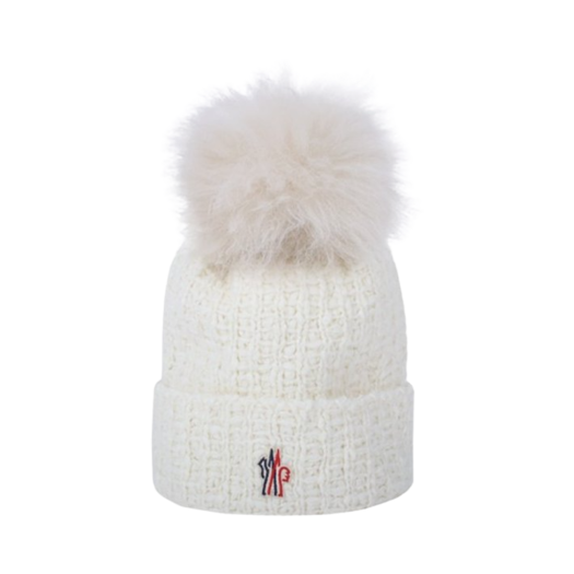 J2-098-3B00006-M4487-034 (W) Moncler Logo Patch Beanie White - 24FW