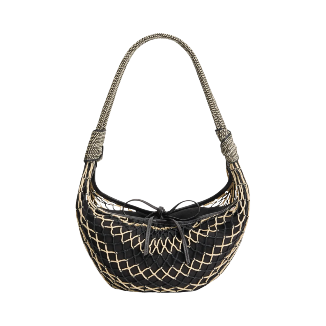 르메르 포춘 크루아상 필트 백 폴리에스터 네트 라이트 베이지 블랙(Lemaire Fortune Croissant Filt Bag Polyester Net Light Beige Black)