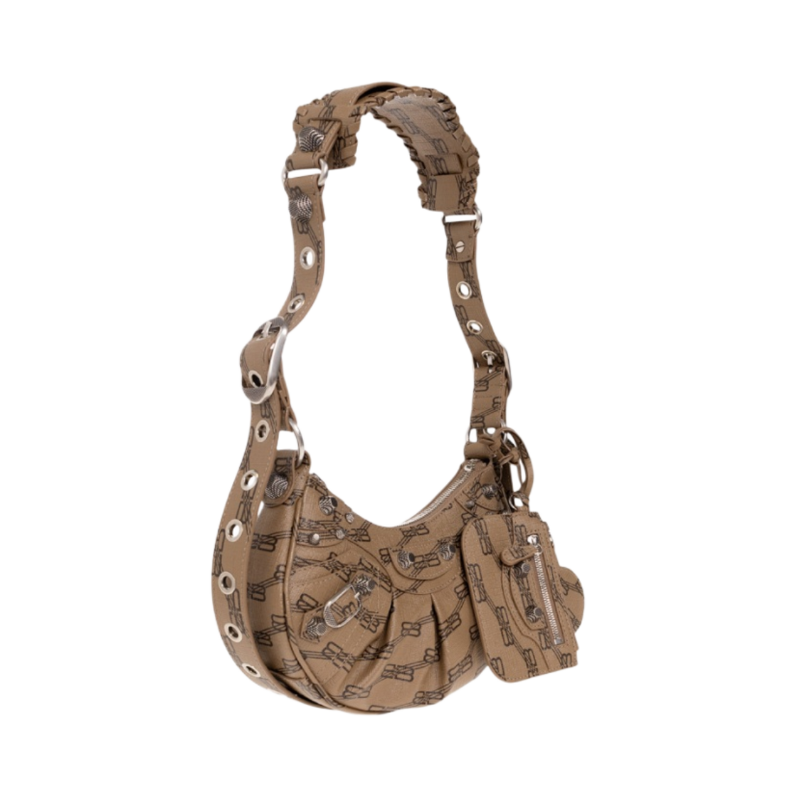 발렌시아가 BB 모노그램 코티드 캔버스 르 카골 XS 숄더백 베이지(Balenciaga BB Monogram Coated Canvas Le Cagole XS Shoulder Bag Beige) - 2