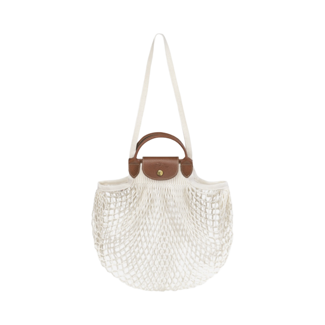 10121HVH037 Longchamp Le Pliage Filet Top Handle Bag Ecru