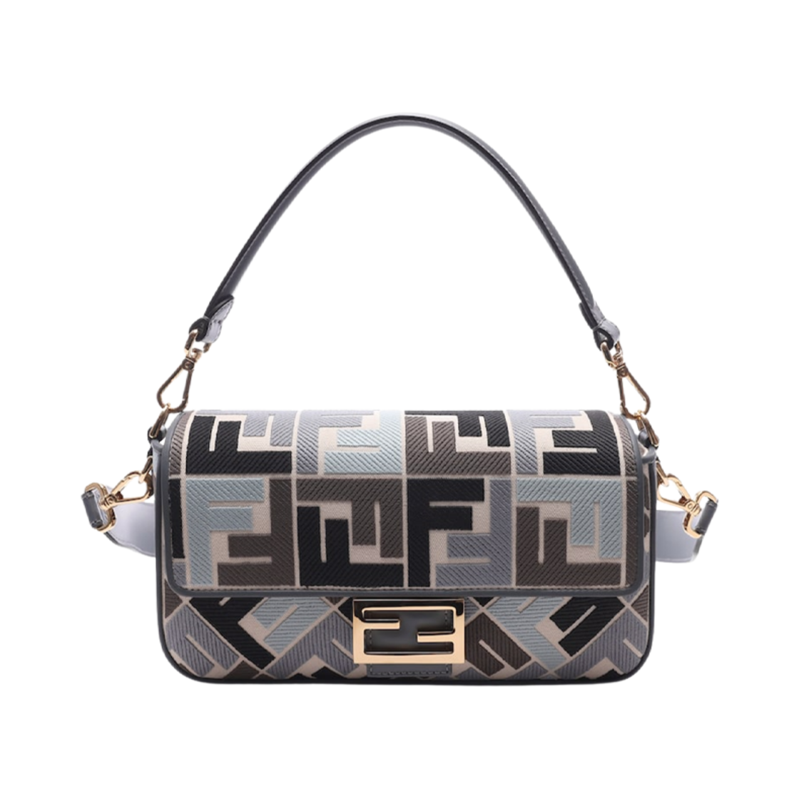 8BR600ARC2F1OPK Fendi Baguette FF Embroidery Tote Bag Multicolor