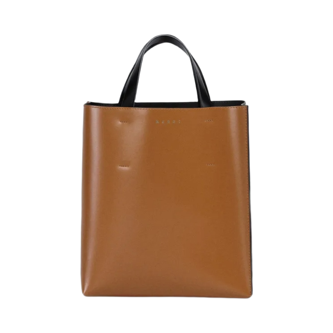 SHMPV01TY0-LV639-Z2P69 Marni Museo Soft Small Bag in Leather Brown Black