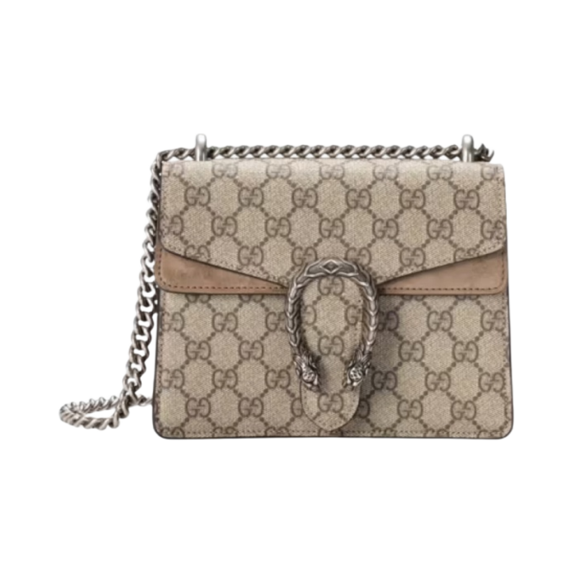 421970-KHNRN-8642 Gucci Dionysus GG Supreme Mini Bag Beige Ebony Taupe