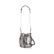 Balenciaga Le Cagole XS Bucket Bag Metallized Rhinestones Silver
