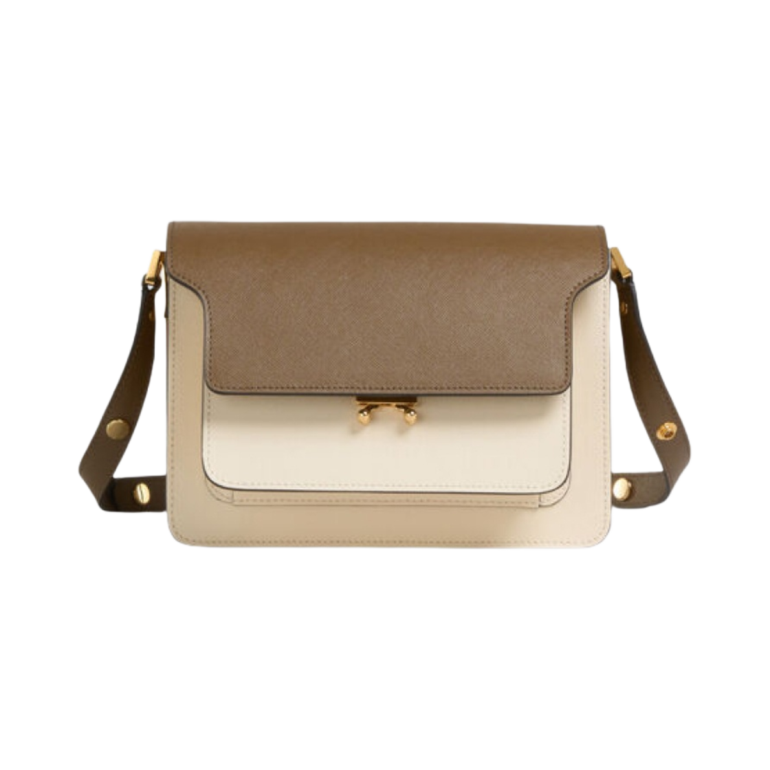 마르니 사피아노 레더 트렁크백 시가 쉘 펌킨(Marni Saffiano Leather Trunk Bag Cigar Shell Pumpkin) - 1
