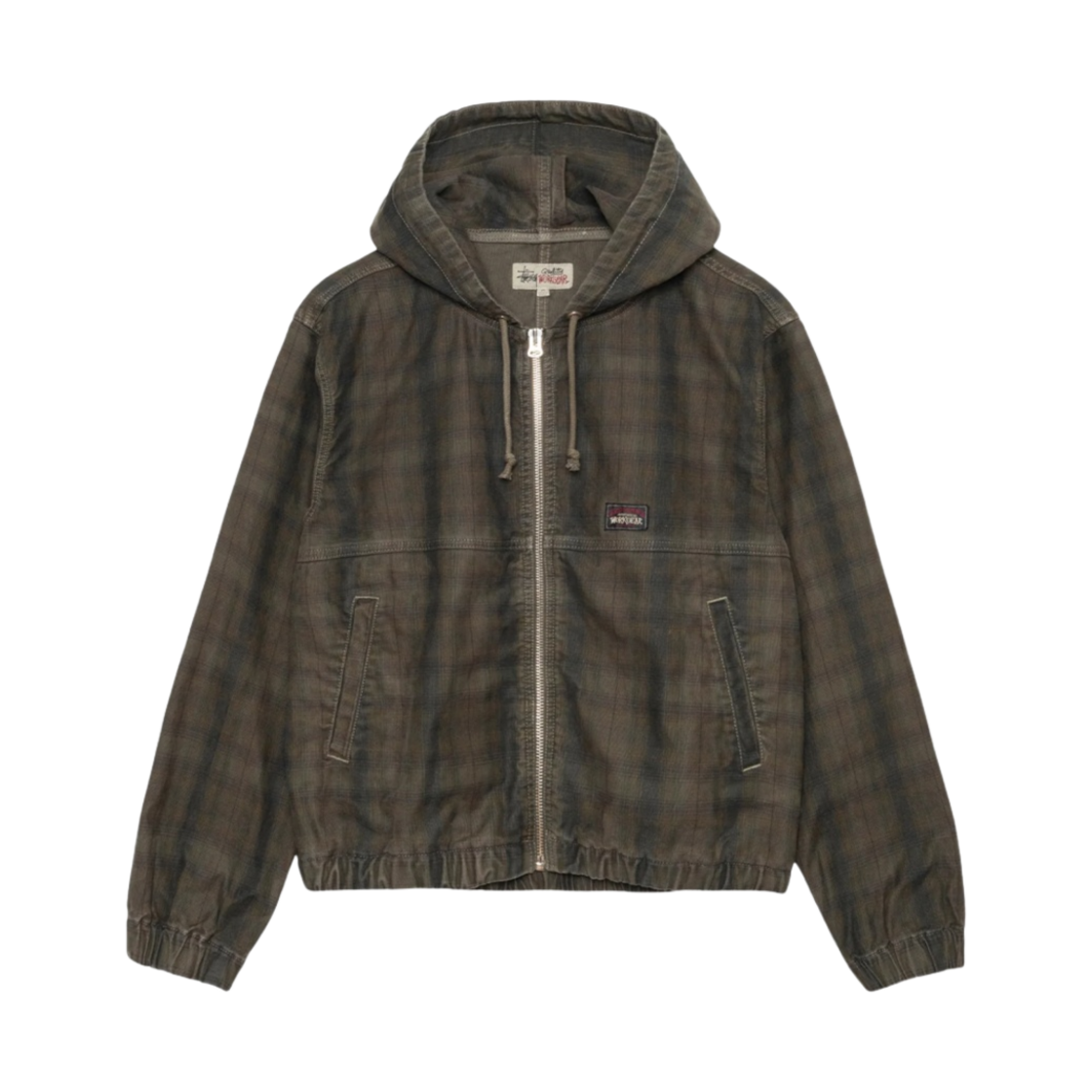 115768 Stussy Unlined Plaid Work Jacket Olive