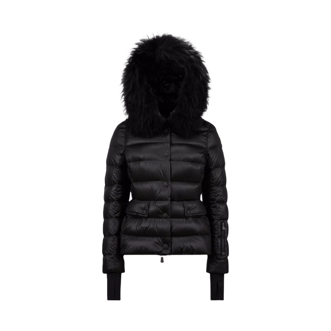 (W) 몽클레르 아르모니크 후드 셔링 트림 쇼트 다운 자켓 블랙 - 24FW((W) Moncler Armoniques Hooded Shearling Trim Short Down Jacket Black - 24FW) - 1