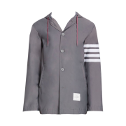Thom Browne Solid Swim Tech 4-Bar Hooded Anorak Medium Grey