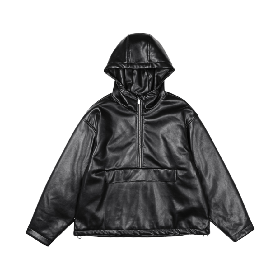 H1RULT-010BKA-S Hevets W Fake Leather Anorak Black