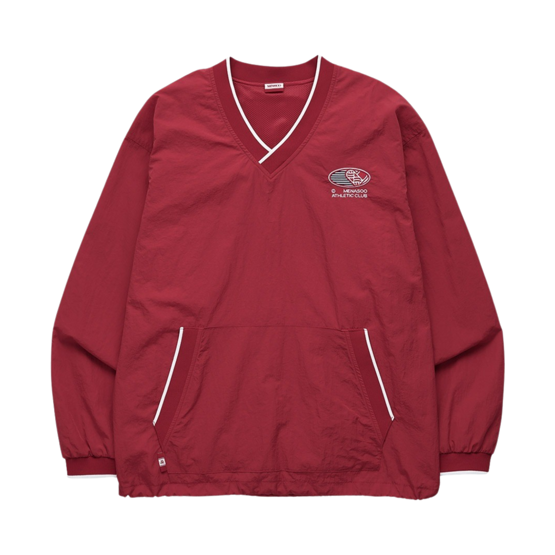 미나수 하트트랙 브이넥 나일론 아노락 자켓 레드