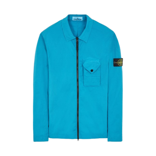 Stone Island 11010 Stretch Cotton Gabardine Overshirt Turquoise - 23FW